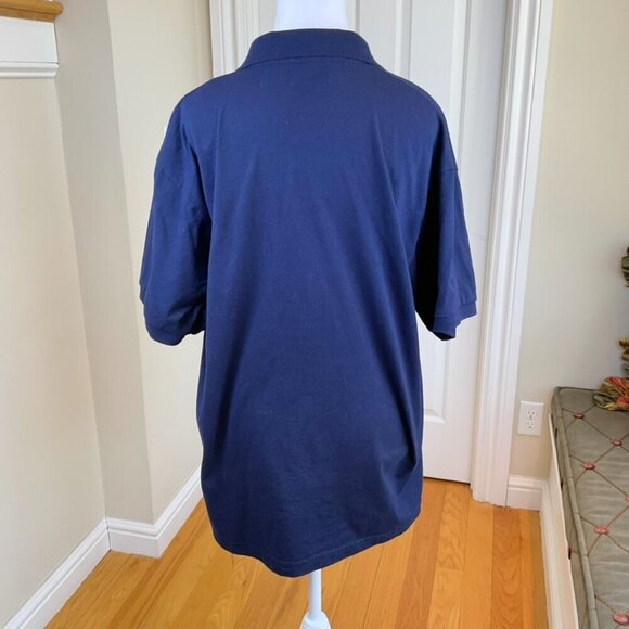 Gildan Shirt Polo Ireland Crest Blue Cotton Embroidered Patch Short Sleeve (L) - Picture 4 of 7